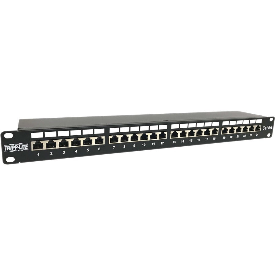 Tripp Lite by Eaton 24-Port Cat6a Shielded Patch Panel - 10 Gbps, STP, 110 Punch Down, RJ45, 1U, TAA N252-024-6A-SH