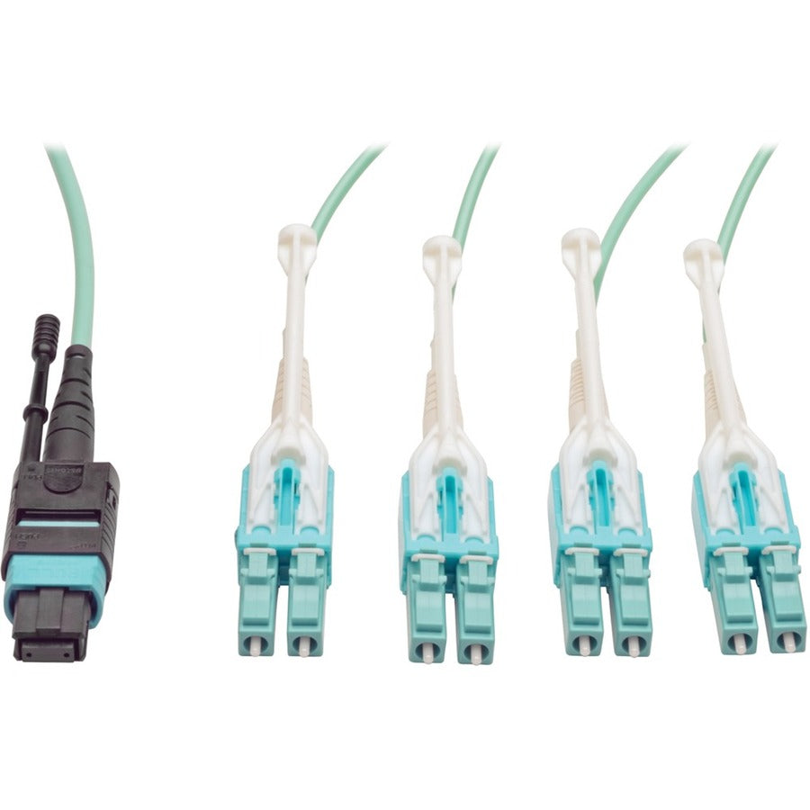 Câble de sortie Tripp Lite by Eaton 5M (16,4 pieds) MTP / MPO, MTP/MPO vers 8 x LC, plénum 40GbE OM3 N844-05M-8LC-PT