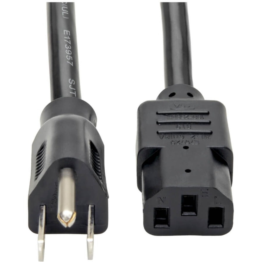 Tripp Lite 2ft Computer Power Cord Cable 5-15P to C13 Heavy Duty 15A 14AWG 2' P007-002