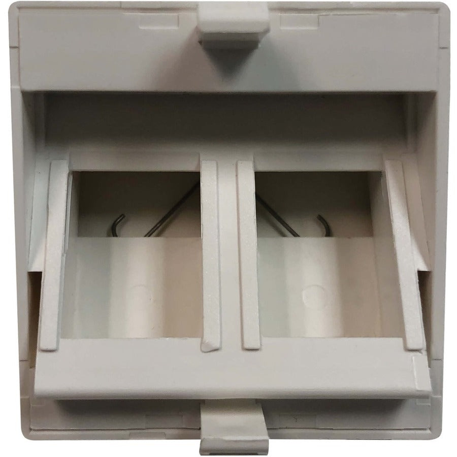 Tripp Lite by Eaton 2-Port European-Style Insert, Unloaded Shuttered Angled Module, Icon Tabs, White N042E-WM2-SAT