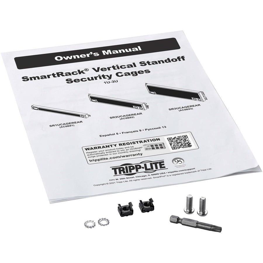 Tripp Lite by Eaton Fixed Standoff Security Cage for Rack Equipment, 1U, Rear SR1UCAGEREAR
