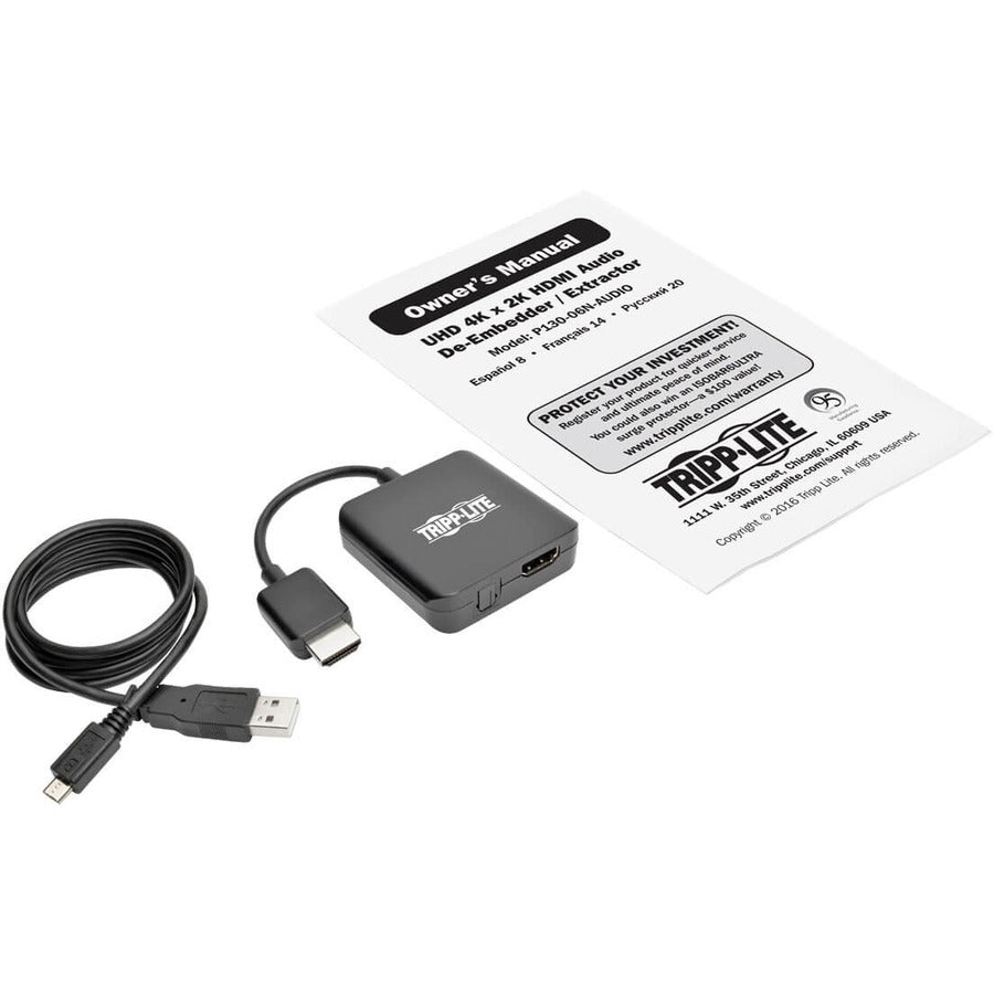 Tripp Lite by Eaton P130-06N-AUDIO UHD 4K x 2K HDMI Audio De-Embedder/Extractor P130-06N-AUDIO
