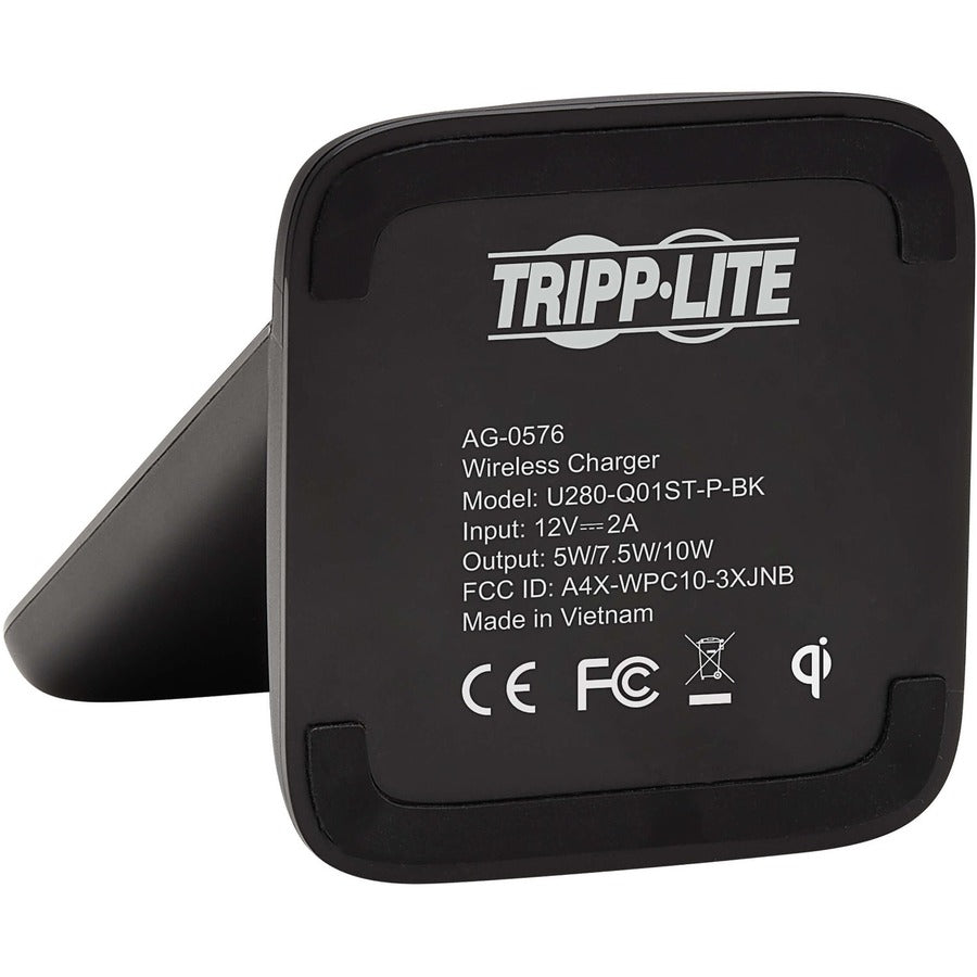 Tripp Lite by Eaton Support de charge rapide sans fil 10 W avec adaptateur secteur international, noir U280-Q01ST-P-BK