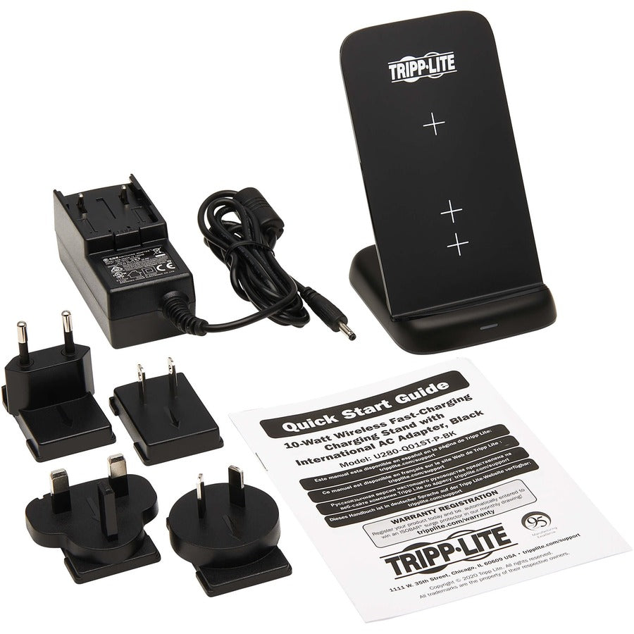 Tripp Lite by Eaton Support de charge rapide sans fil 10 W avec adaptateur secteur international, noir U280-Q01ST-P-BK