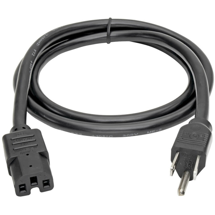 Tripp Lite 4ft Power Cord Cable 5-15P to C15 Heavy Duty 15A 14AWG 4' P019-004