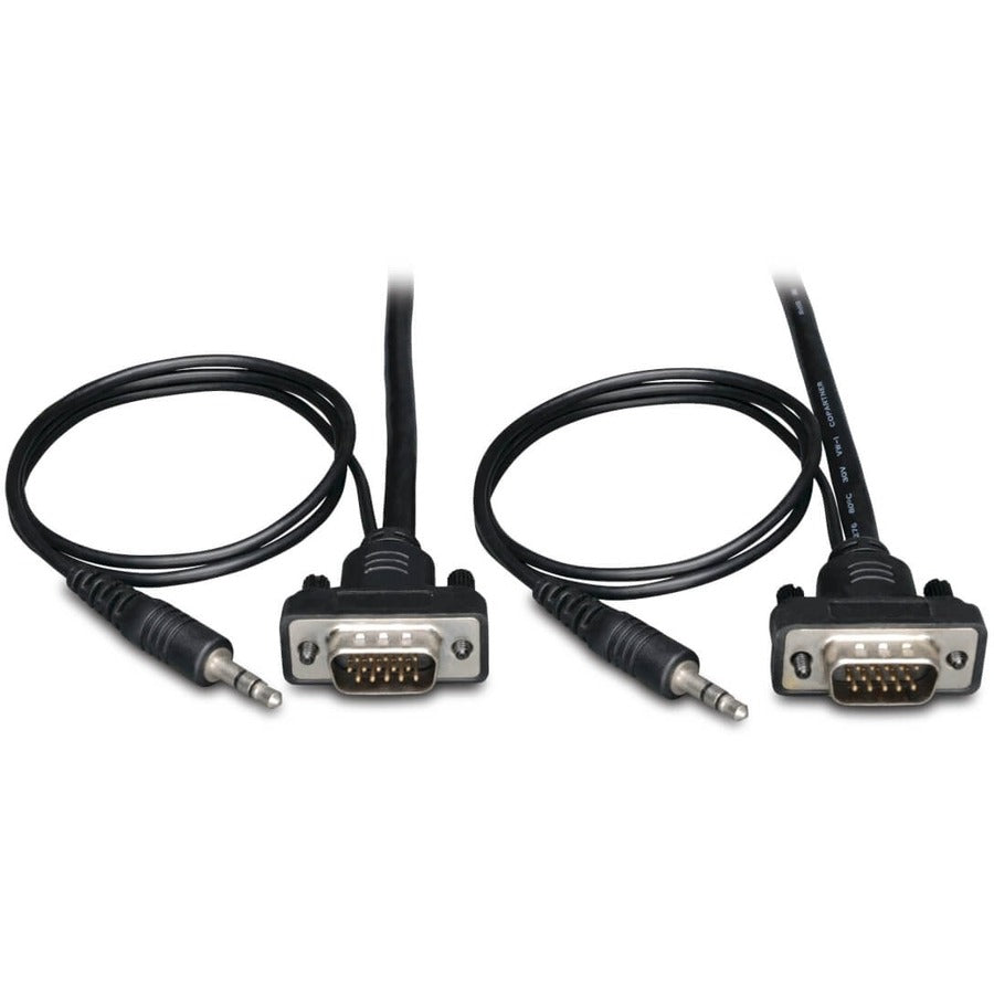 Câble de moniteur coaxial VGA Tripp Lite 6 pieds profil bas avec audio et RVB haute résolution HD15 3,5 mm M/M 6' P504-006-SM