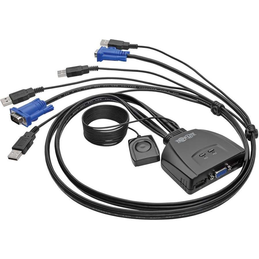 Tripp Lite by Eaton Commutateur KVM à 2 ports USB/VGA avec câbles et partage de périphériques USB B032-VU2