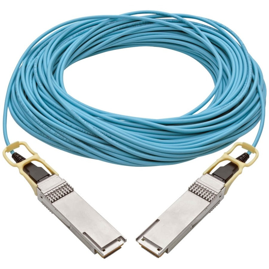 Câble optique actif Tripp Lite by Eaton QSFP28 vers QSFP28 - 100GbE, AOC, M/M, Aqua, 30 m (98,4 pi) N28H-30M-AQ
