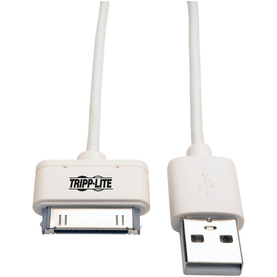 Tripp Lite 3ft USB/Sync Charge Cable 30-Pin Dock Connector for Apple White 3' M110-003-WH