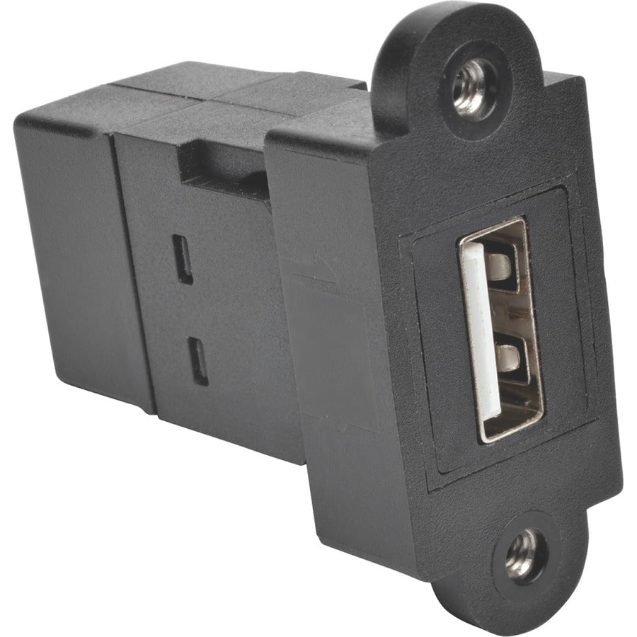 Tripp Lite by Eaton USB 2.0 All-in-One Keystone/Panel Mount Coupler (F/F), Black U060-000-KP-BK
