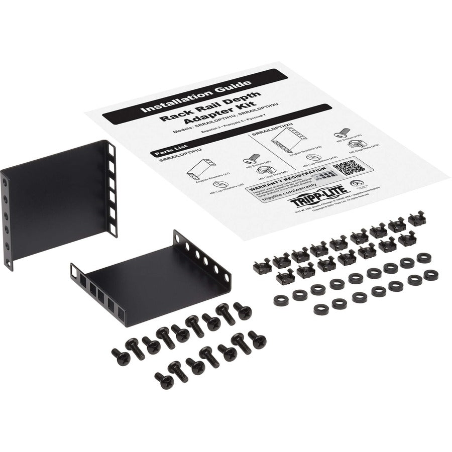 Tripp Lite by Eaton SmartRack SRRAILDPTH2U Kit de rail de montage pour serveur rack, équipement de rack, boîtier - Noir SRRAILDPTH2U
