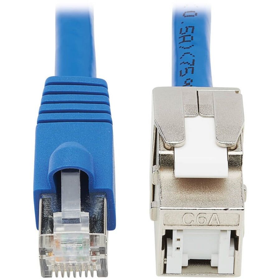 Tripp Lite by Eaton Ensemble de câbles jack Keystone Cat6a, RJ45 M/F, 18 po, bleu N237A-F18N-WHSH
