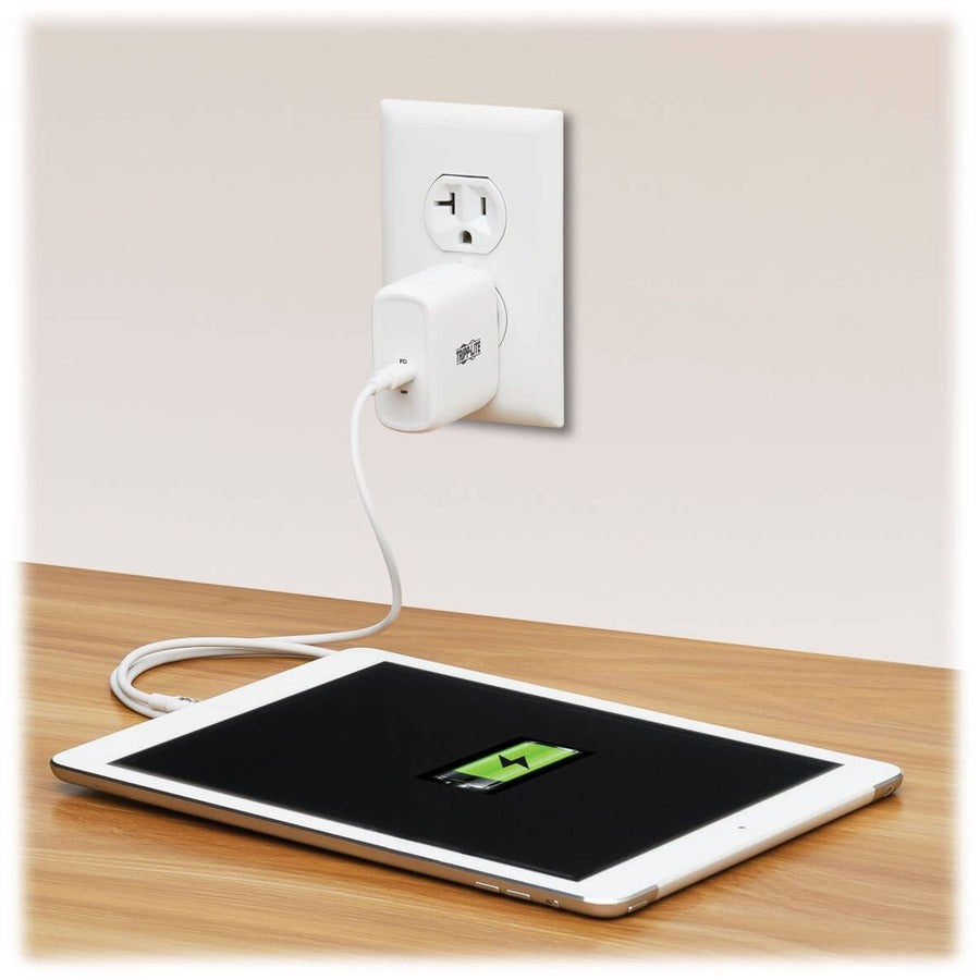 Tripp Lite by Eaton Chargeur mural compact USB-C - Technologie GaN, charge PD 65 W, blanc U280-W01-65C1-G