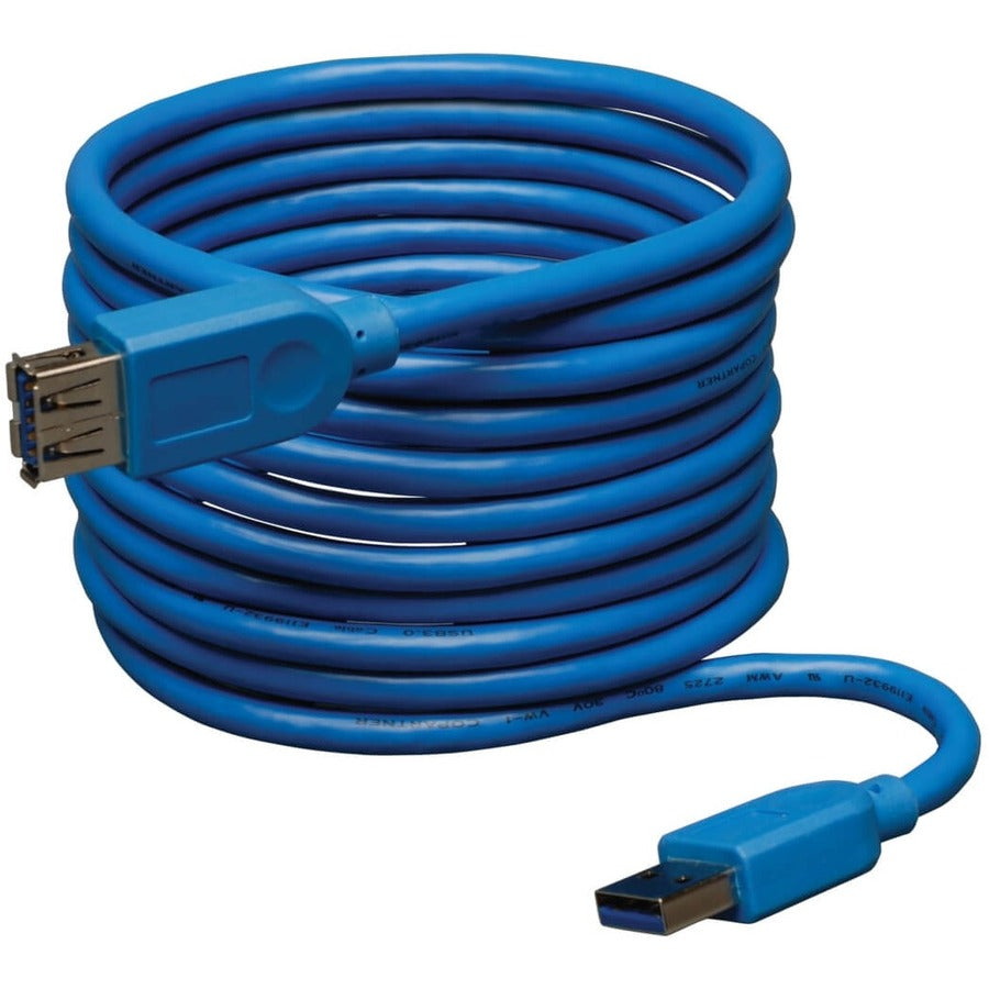 Tripp Lite by Eaton Câble d'extension USB 3.0 SuperSpeed - USB-A vers USB-A, M/F, Bleu, 16 pieds U324-016