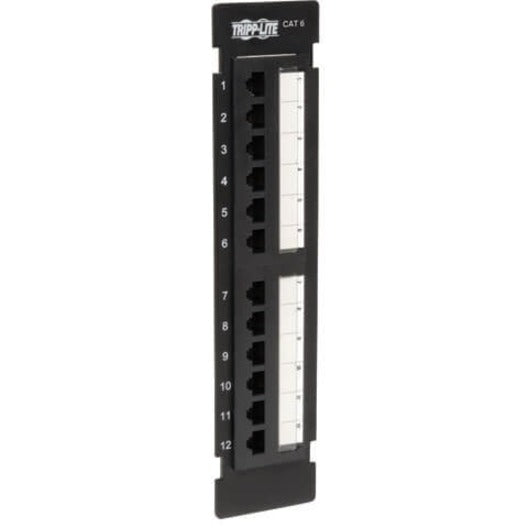 Tripp Lite 12-Port Cat6 Cat5 Patch Panel Wall Mount Vertical 110 RJ45 TAA N250-012