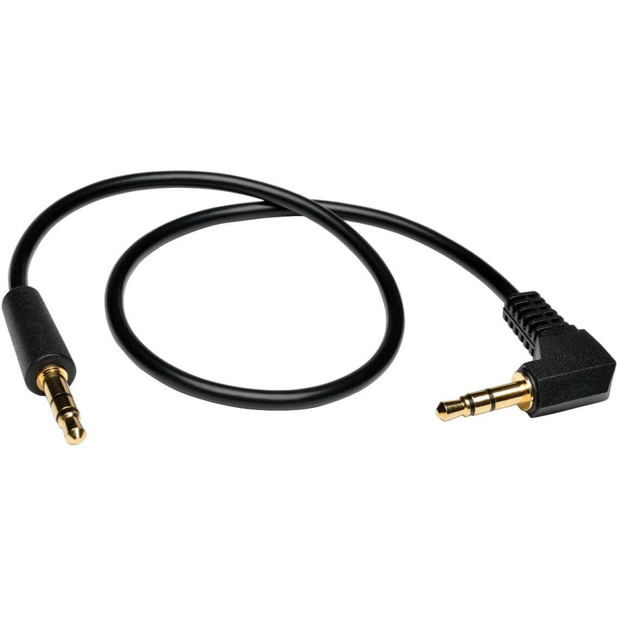 Tripp Lite 3 pieds mini câble audio stéréo avec une prise à angle droit 3,5 mm M/M 3" P312-003-RA