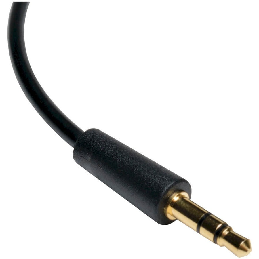 Tripp Lite 3 pieds mini câble audio stéréo avec une prise à angle droit 3,5 mm M/M 3" P312-003-RA