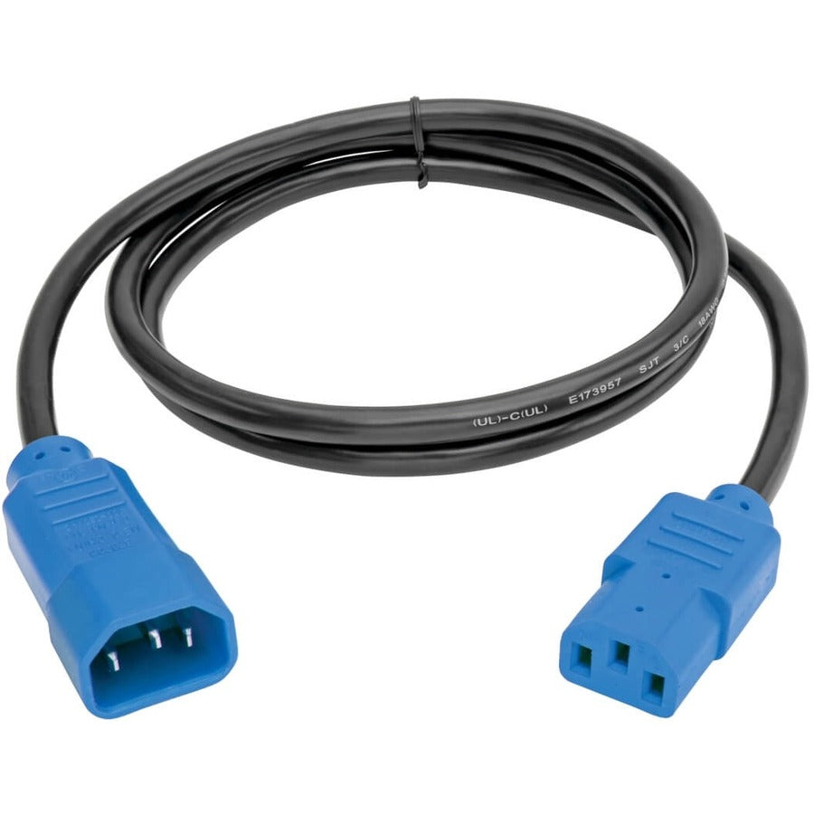 Tripp Lite 4ft Computer Power Cord Extension Cable C14 to C13 Blue 10A 18AWG 4' P004-004-BL