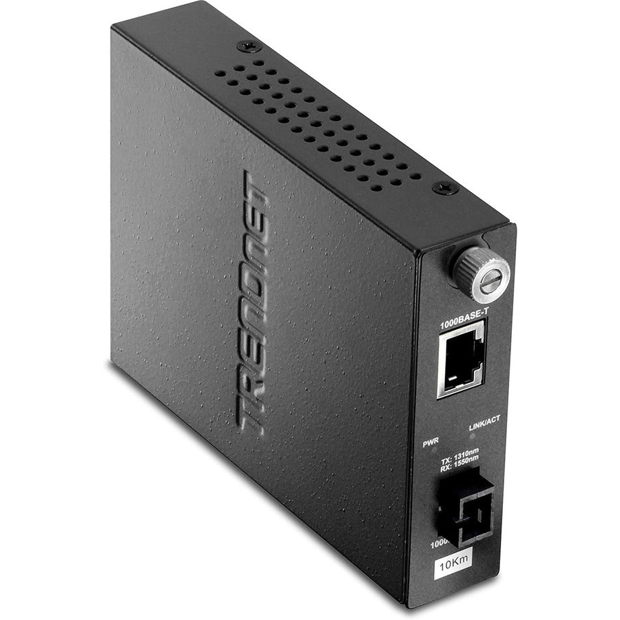 TRENDnet Intelligent 1000Base-T to 1000Base-LX Dual Wavelength Single Mode SC Fiber Media Converter (10km/6.2miles) Fiber to Ethernet Converter; Fiber Port; RJ-45; Lifetime Protection; TFC-1000S10D3 TFC-1000S10D3