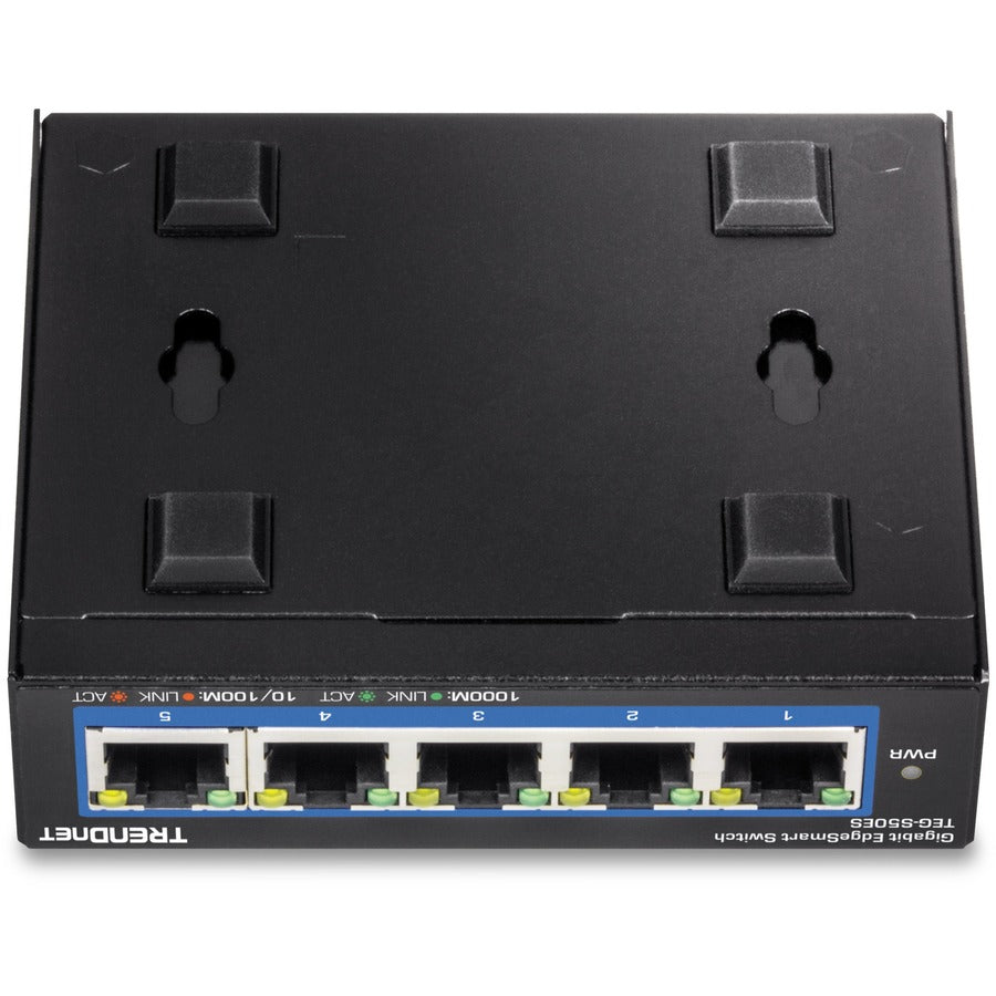 Commutateur EdgeSmart Gigabit 5 ports TRENDnet ; TEG-S50ES ; 5 ports Gigabit ; Capacité de commutation de 10 Gbit/s ; Commutateur de bureau réseau Ethernet ; Switch Gigabit intelligent géré ; Métal; Sans ventilateur ; Protection à vie TEG-S50ES