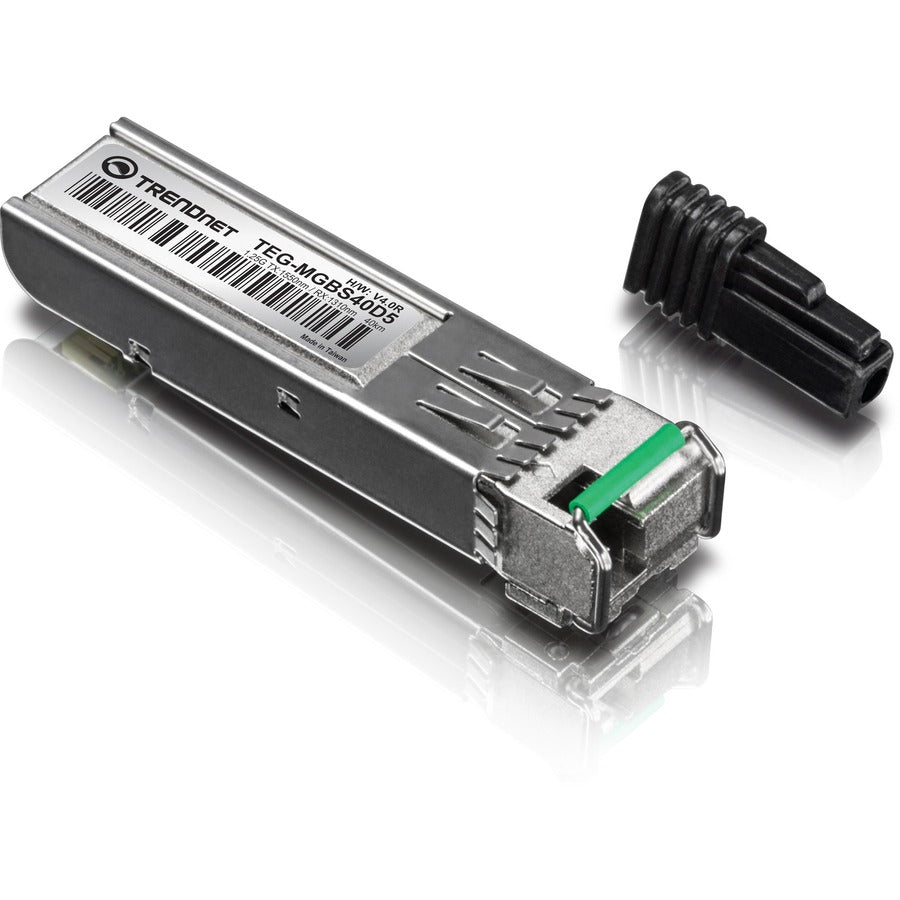TRENDnet SFP vers module LC monomode double longueur d'onde RJ45 ; TEG-MGBS40D5 ; Doit être associé au TEG-MGBS40D3 ou à un module compatible ; Jusqu'à 40 km (24,9 miles) ; Compatible avec les emplacements SFP standard ; Protection à vie TEG-MGBS40D5