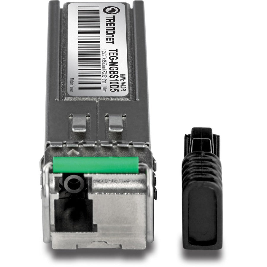 TRENDnet SFP vers module LC monomode double longueur d'onde RJ45 ; TEG-MGBS40D5 ; Doit être associé au TEG-MGBS40D3 ou à un module compatible ; Jusqu'à 40 km (24,9 miles) ; Compatible avec les emplacements SFP standard ; Protection à vie TEG-MGBS40D5