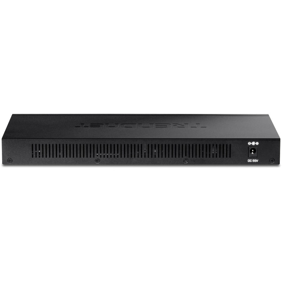 TRENDnet 16-Port Gigabit PoE+ Switch, 16 x Gigabit PoE+ Ports, 120W PoE Budget, Up to 30W Per Port, 1U 19" Rackmount Brackets Included, Fanless, Lifetime Protection, Black, TPE-TG161H TPE-TG161H