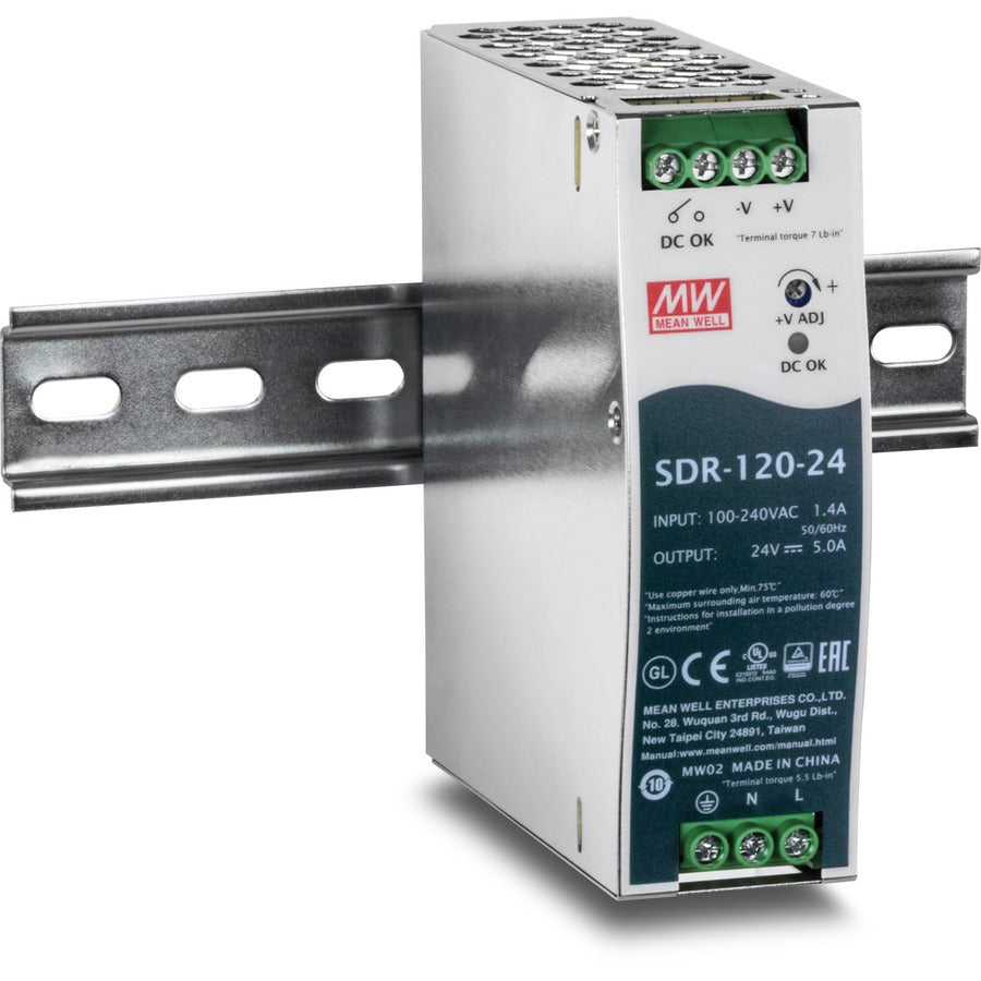 TRENDnet 120W, 24V, 5A AC to DC DIN-Rail Power Supply w/ PFC Function, TI-S12024 TI-S12024