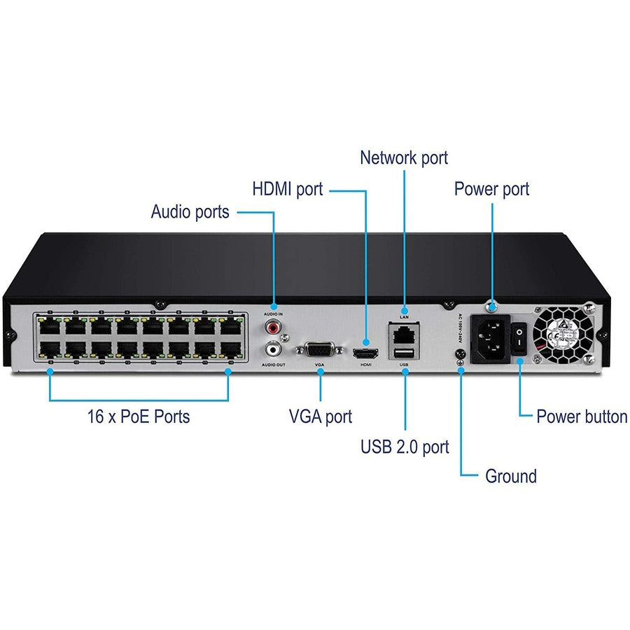 TRENDnet 16-Channel H.264/H.265 PoE+ NVR TV-NVR416