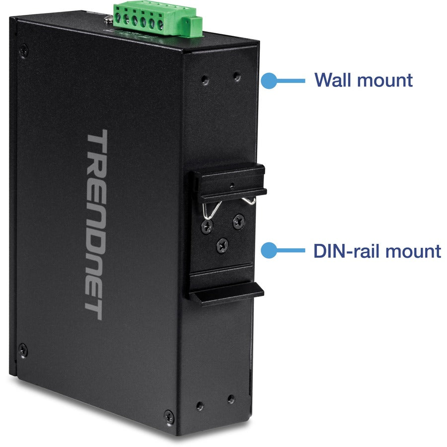 TRENDnet 8-Port Industrial Fast Ethernet PoE+ DIN-Rail Switch;TI-PE80;8 x Fast Ethernet PoE+ Ports;IP30 Network Unmanaged Switch;200W PoE Power Budget; 1.6Gbps Switching Capacity; Lifetime Protection TI-PE80