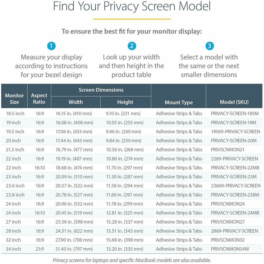 StarTech.com 19.5-inch 16:9 Computer Monitor Privacy Filter, Anti-Glare Privacy Screen w/51% Blue Light Reduction, +/- 30 deg. View Angle 19569-PRIVACY-SCREEN