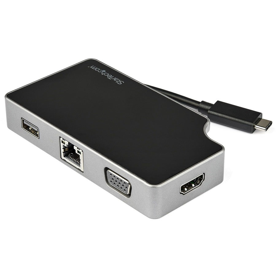 StarTech.com Adaptateur multiport USB C vers écran HDMI 4K ou VGA 1080p - Station d'accueil de voyage USB Type C 95 W PD Pass-Through, Gigabit Ethernet, USB-A DKT30CHVGPD