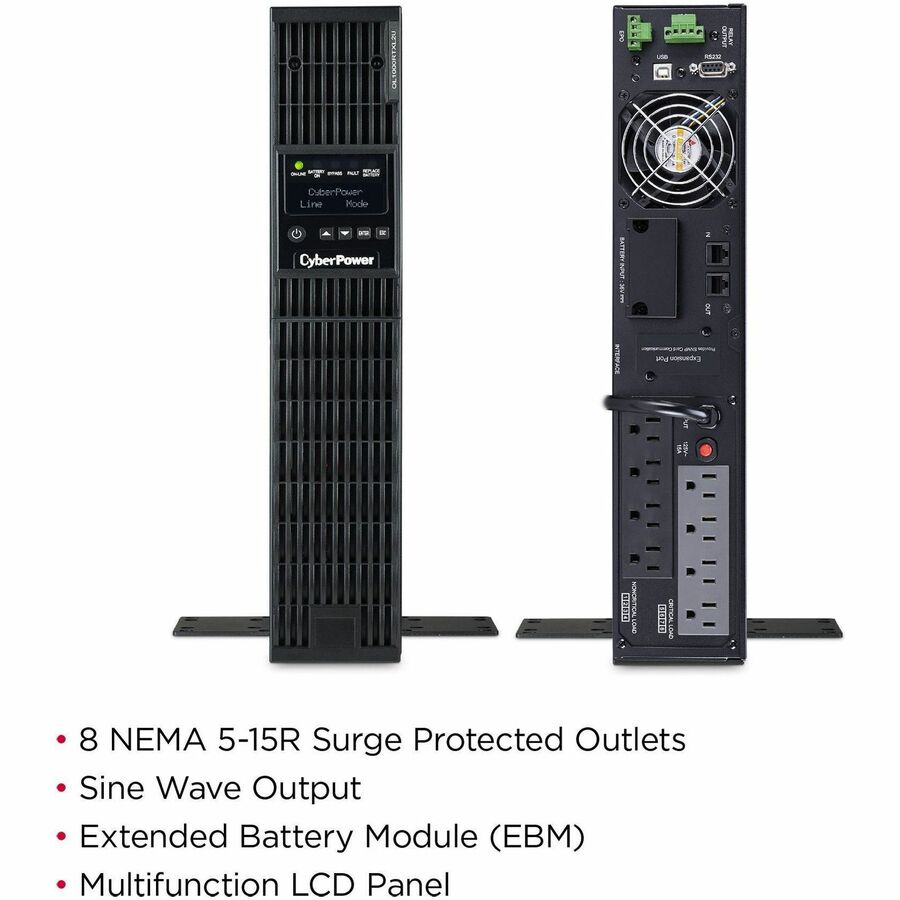 CyberPower UPS Systems OL1000RTXL2U Smart App Online - Capacity: 1000 VA / 900 W OL1000RTXL2U