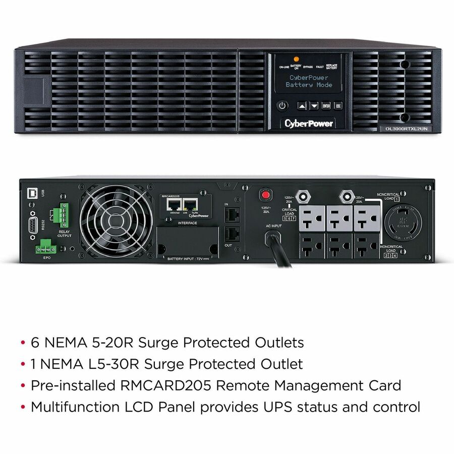 CyberPower UPS Systems OL3000RTXL2UN Smart App Online - Capacity: 3000 VA / 2700 W OL3000RTXL2UN