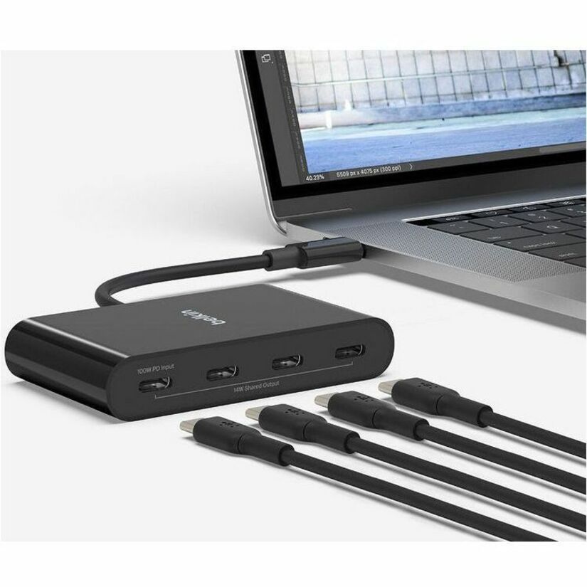 Belkin Connect USB-C 4-Port Hub, Adapter Dongle, 4xUSB-C Ports & 100W PD Max 10Gbps Data Transfer Mac/Chromebook AVC018BTBK