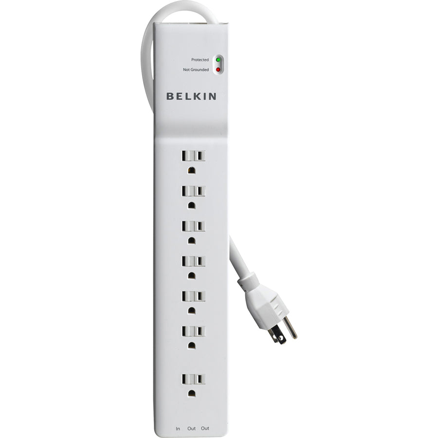 Belkin 7 Outlet Home/Office Surge Protector - 6 foot Cable - White -2160 Joules BE10720006