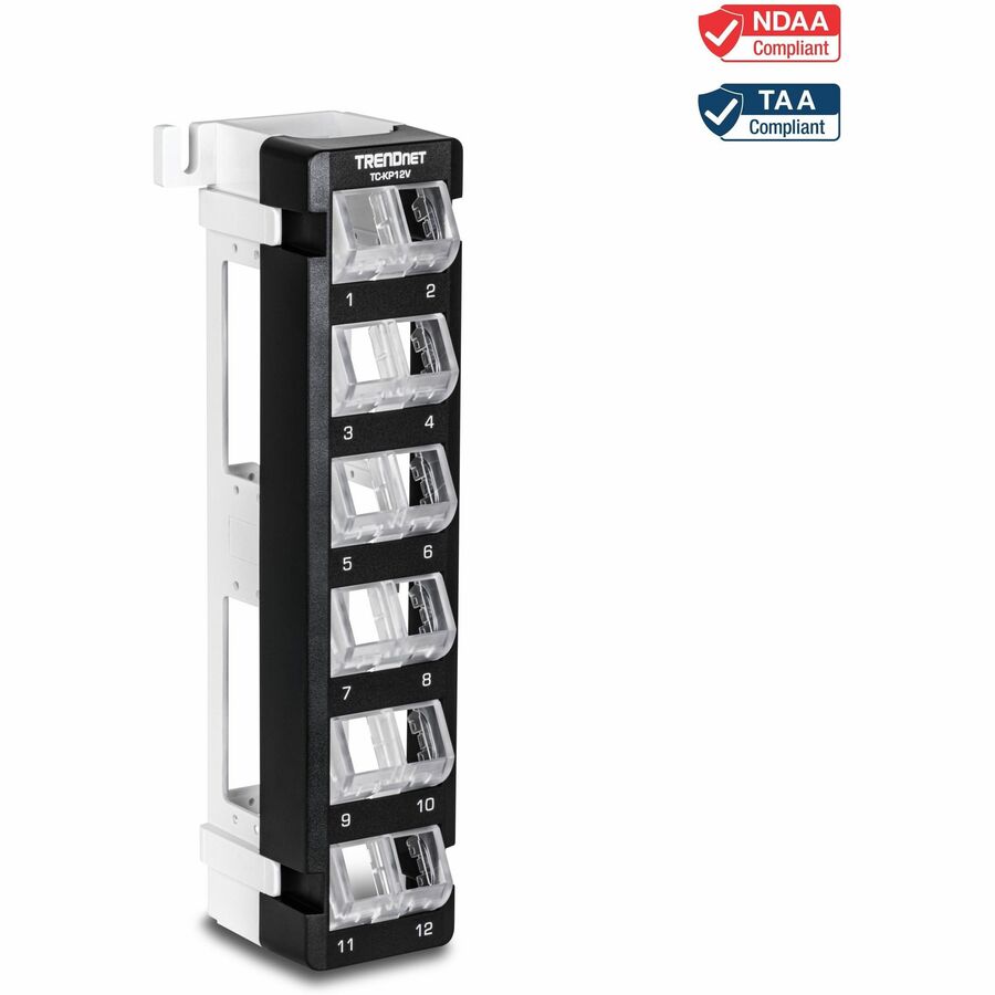 TRENDnet 12-Port Blank Angled Wall Mount Keystone Patch Panel TC-KP12V