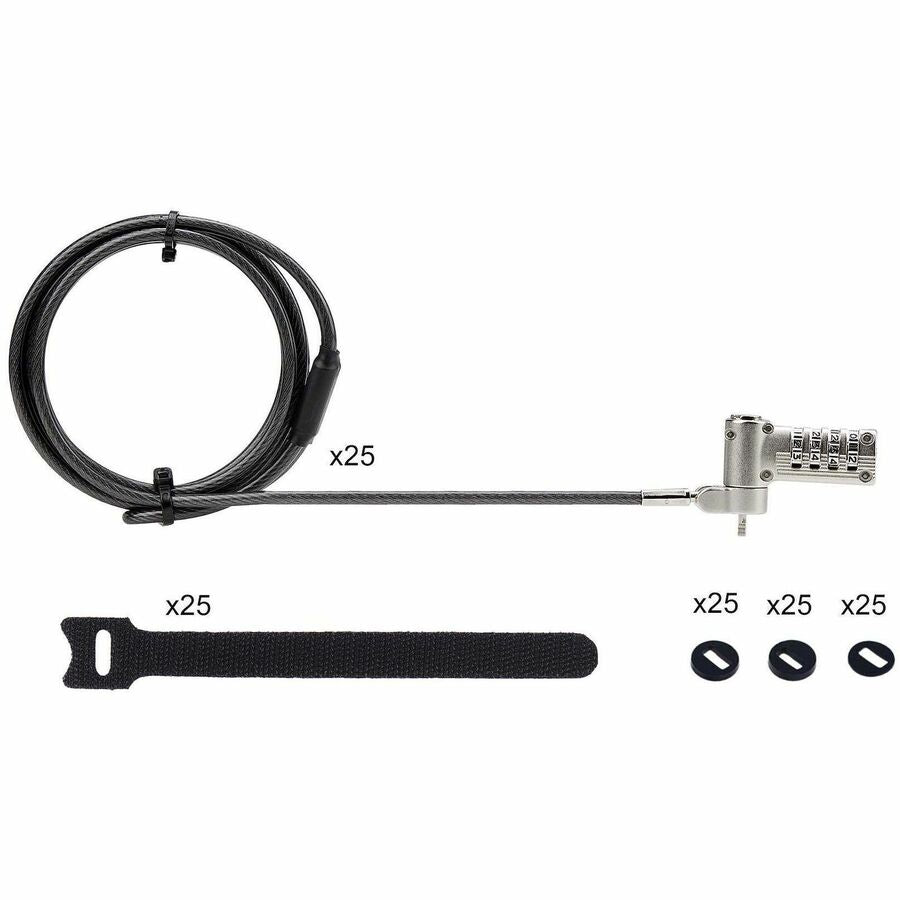 StarTech.com 25-Pack Universal Laptop Lock 6.6ft, Serialized Combo Security Cable For Notebook, Compatible w/Noble Wedge®/Nano/K-Slot UNIVCS25-LAPTOP-LOCK