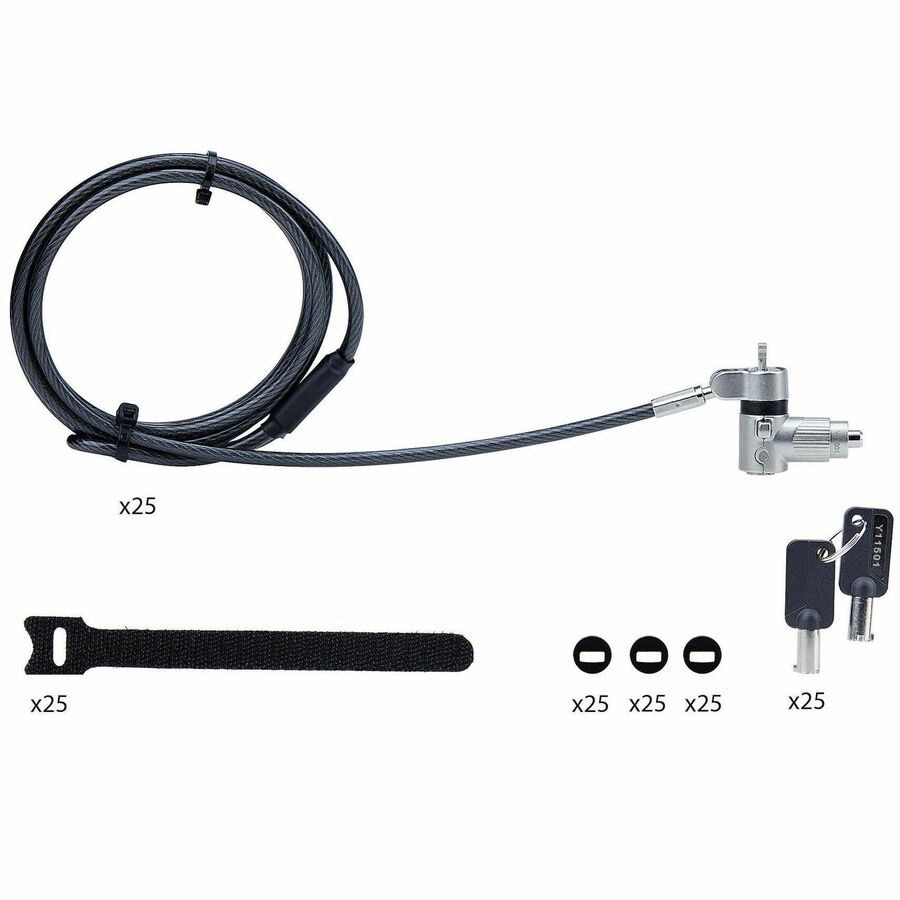 StarTech.com 25-Pack Universal Laptop Lock 6.6ft, Keyed Alike Locking Cable, Security Cable, Compatible w/Noble Wedge®/Nano/K-Slot UNIVKA25-LAPTOP-LOCK