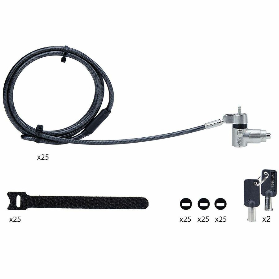 StarTech.com 25-Pack Universal Laptop Lock 6.6ft, Master Keyed Locking Cable, Security Cable, Compatible w/Noble Wedge®/Nano/K-Slot UNIVMK25-LAPTOP-LOCK