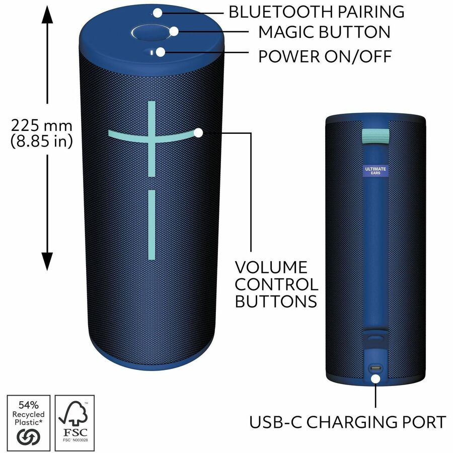 Ultimate Ears MEGABOOM 4 Portable Bluetooth Speaker System - Cobalt Blue 984-001989