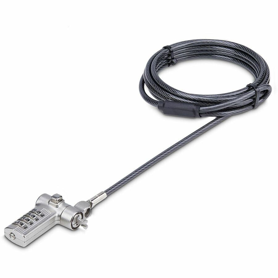 StarTech.com Universal Laptop Cable Lock 6.6ft, Serialized Combo Security Cable For Notebook, Compatible w/Noble Wedge®/Nano/K-Slot UNIVCS-LAPTOP-LOCK