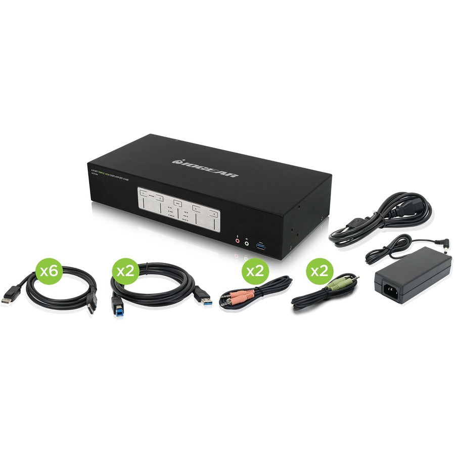 IOGEAR 4-Port 4K Triple View DisplayPort KVMP Switch with USB 3.0 Hub (TAA) GCS1964