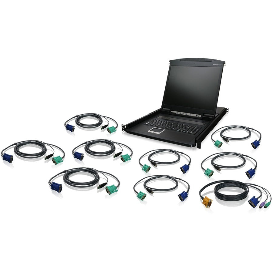 IOGEAR 8-Port 19" LCD KVM Drawer Kit with USB KVM Cables GCL1908KITU