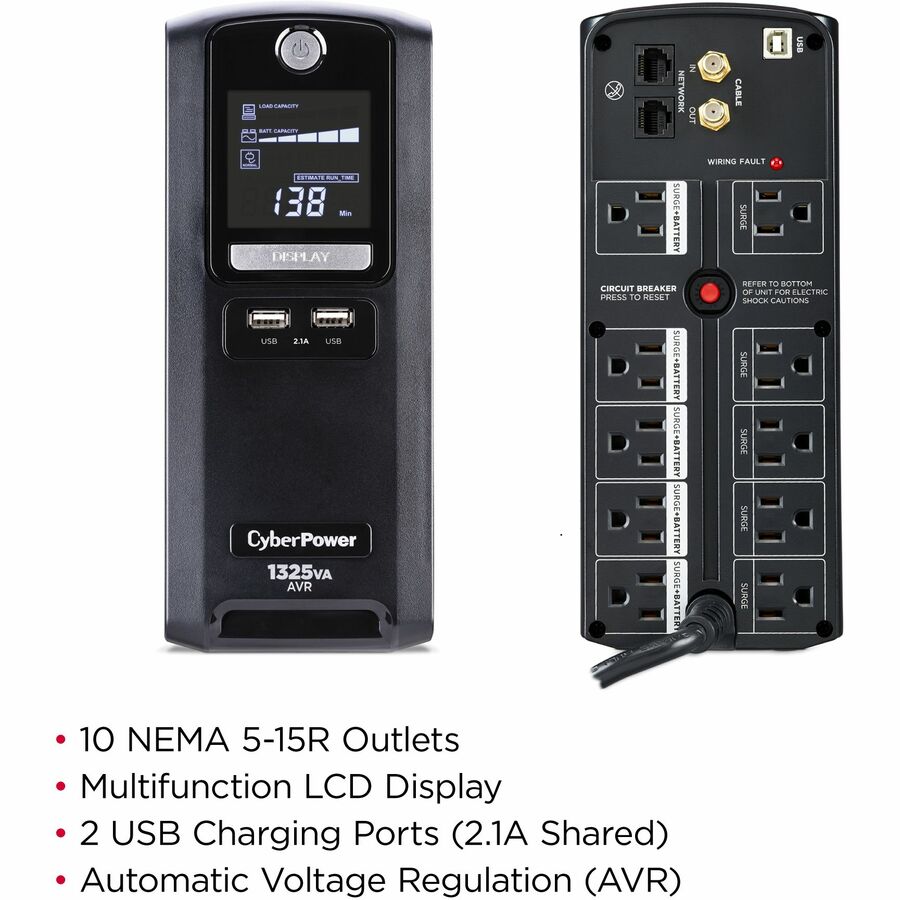 CyberPower UPS Systems LX1325GU PC Battery Backup - Capacity: 1325 VA / 810 W LX1325GU