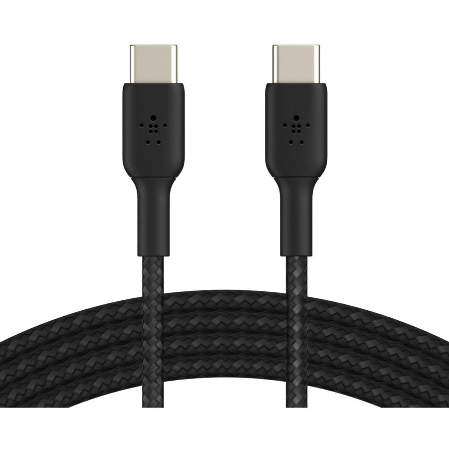 Belkin 60W USB-C to USB-C Cable - 480 Mbps - Nylon, Braided - M/M - 2m/6.6ft - Black CAB004BT2MBK