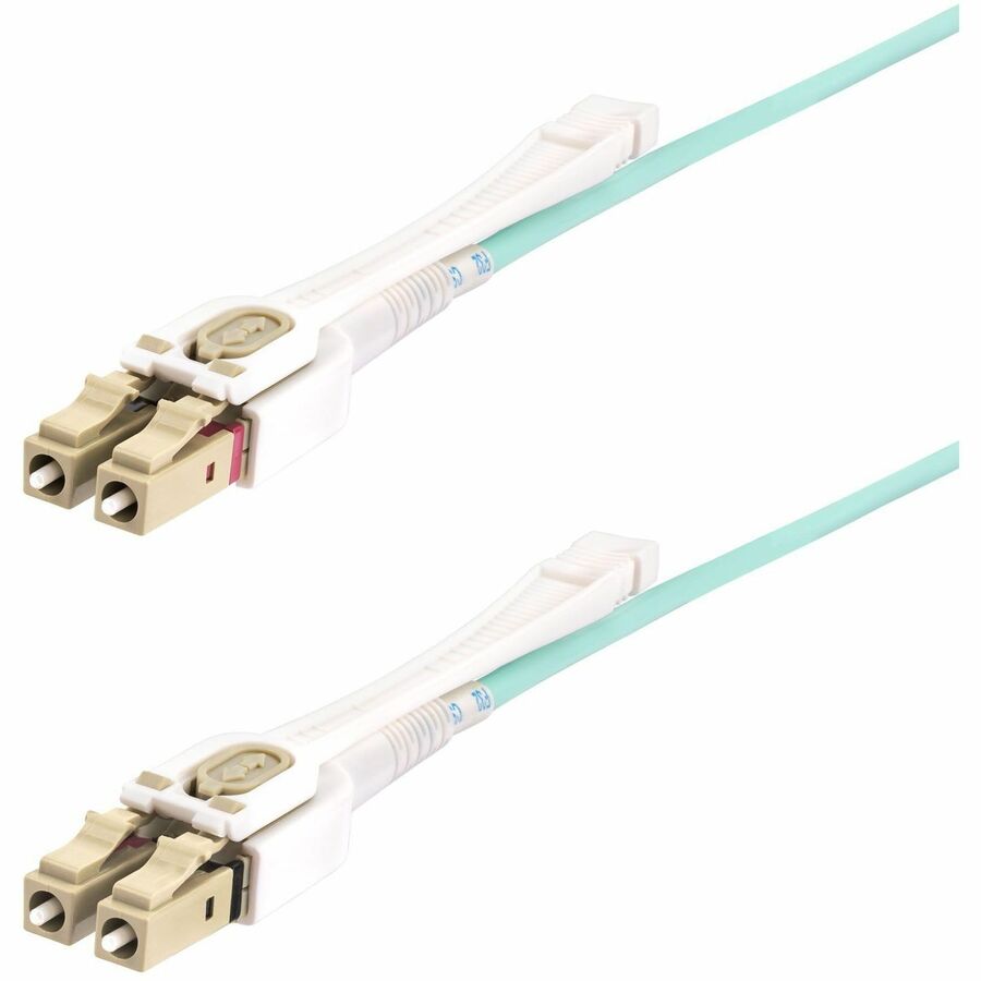 StarTech.com 5m (16.4ft) LC (UPC) OM4 Multimode Fiber Optic Cable w/Push Pull Tabs, 50/125µm, 100G, Low Insertion Loss, LSZH Jumper Cord 450FBLCLC5PP