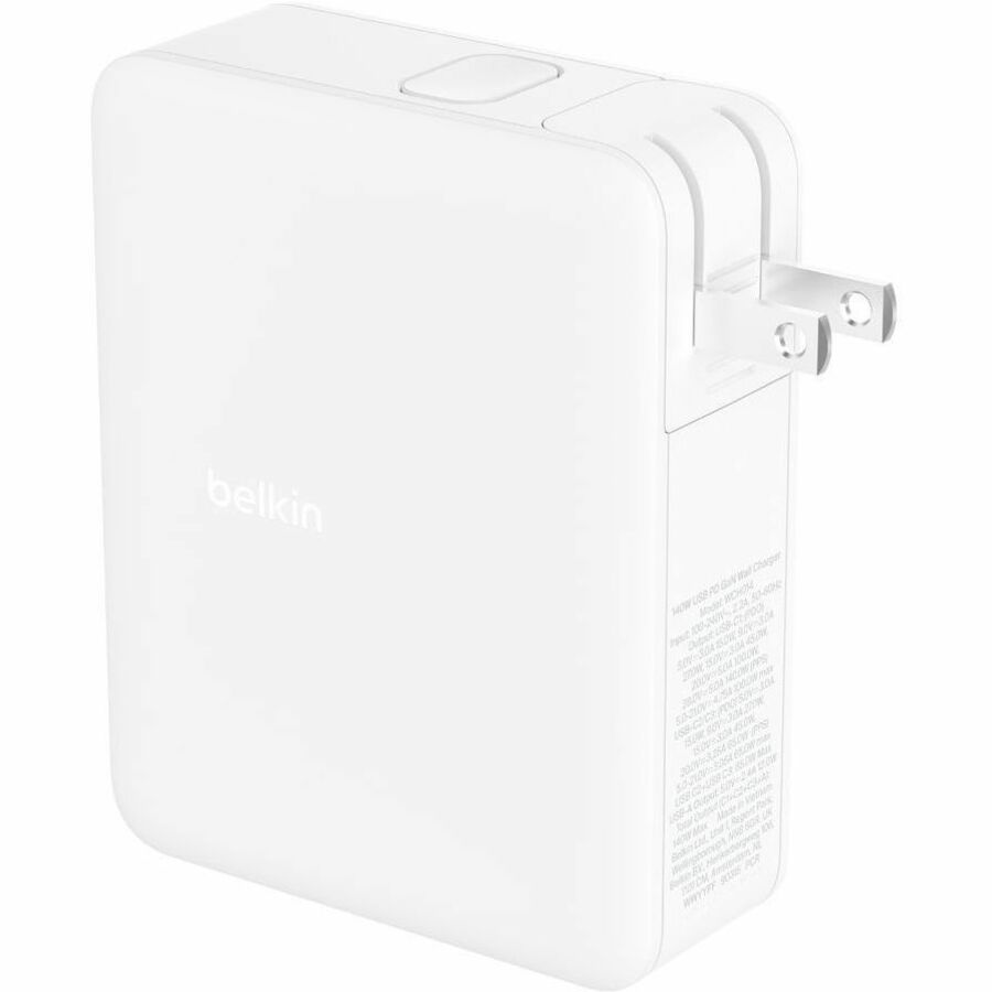 Belkin 140W Portable 4-Port GaN Wall Charger - 3xUSB-C, 1xUSB-A (140W Total) - Fast Charging - Power Adapter - White WCH014dqWH