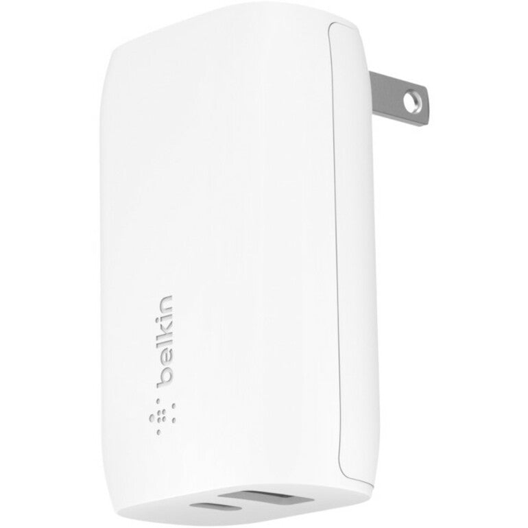 Belkin 37W Portable Dual Port USB-C Wall Charger - 1xUSB-A (12W), 1xUSB-C (30W) - Fast Charging - Power Adapter - White WCB007DQWH