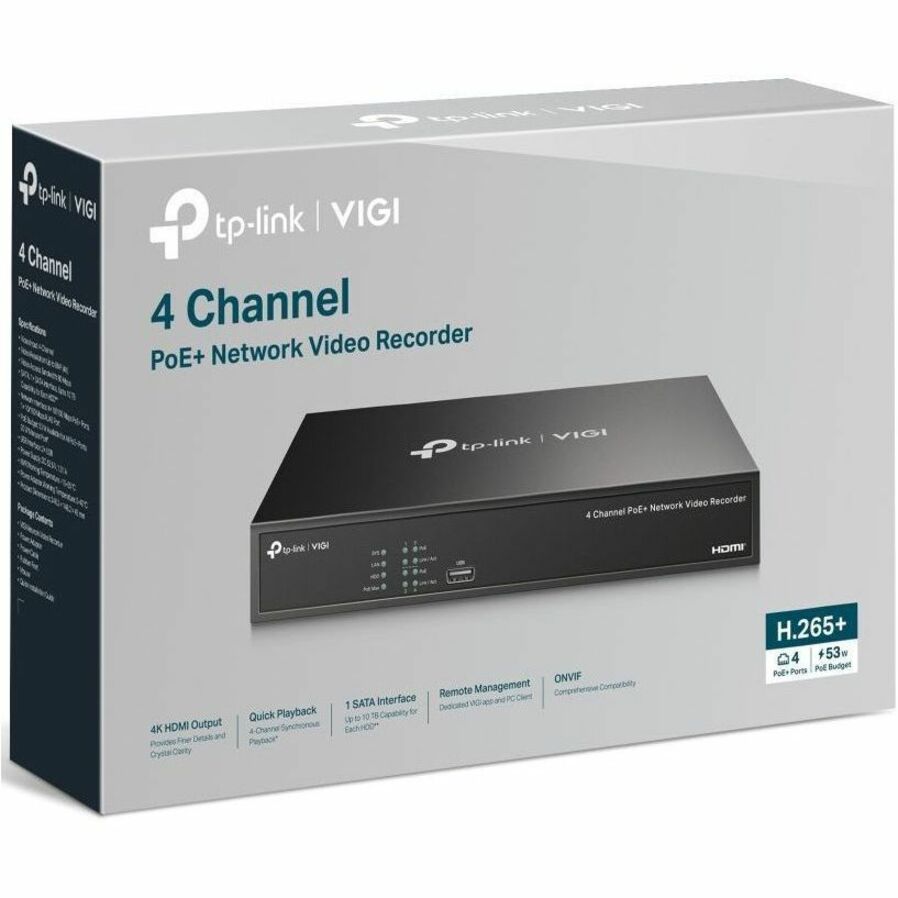TP-Link VIGI 4 Channel PoE+ Network Video Recorder - 2 TB HDD VIGI NVR1004H-4P-2TB